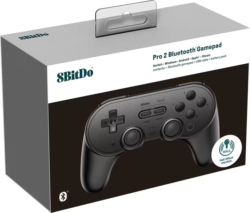 8BitDo - Pro 2 Bluetooth Controller with Hall Effect Joysticks - Black gallery