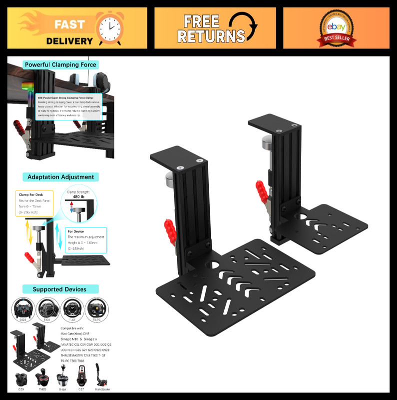 Universal Desk Mount Clamp for Sim Racing Wheel Stand & Shifter - Compatible wit