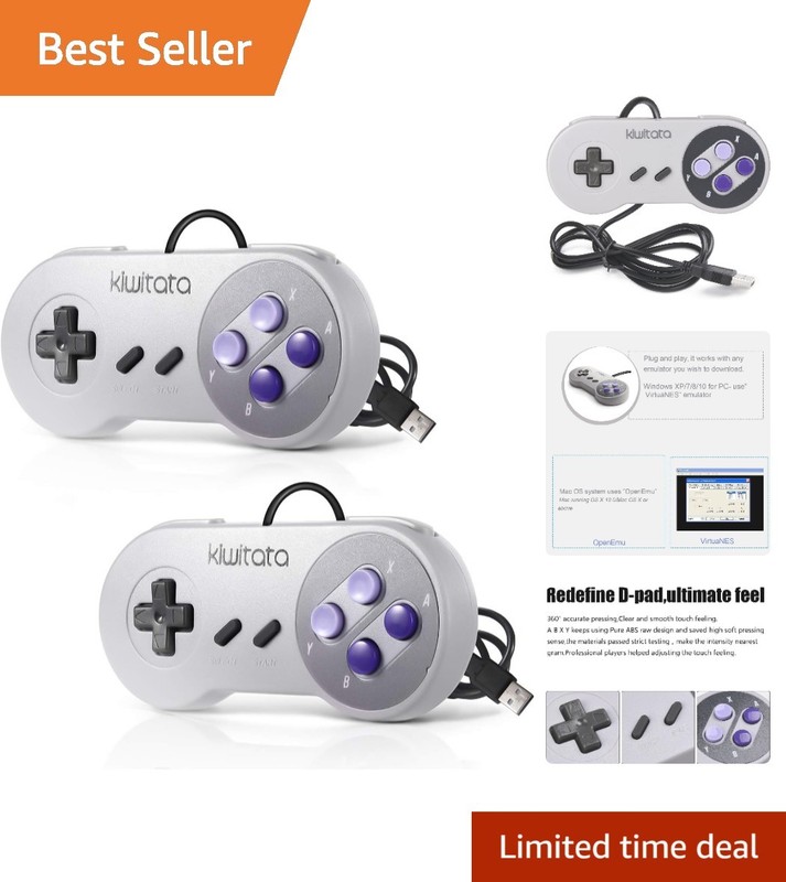 Two-Pack Ergonomic SNES USB Controllers – Ultimate Retro Gaming Experience