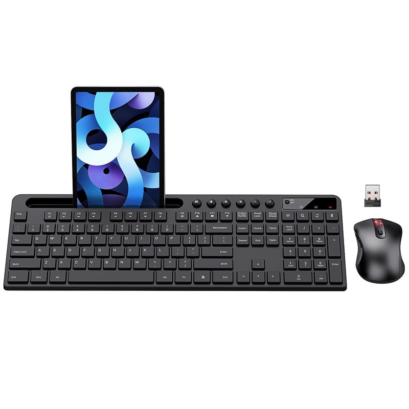 Wireless Keyboard and Mouse Combo, MARVO 2.4G Ergonomic Black