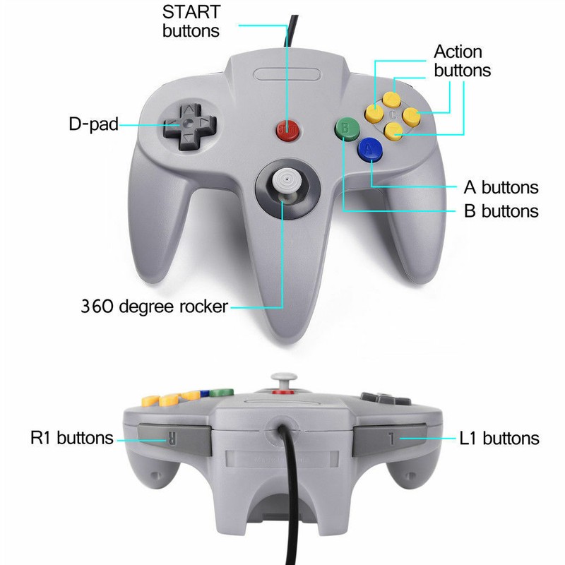 New Wired Controller Joystick Compatible With Nintendo 64 N64 Video Game Console gallery