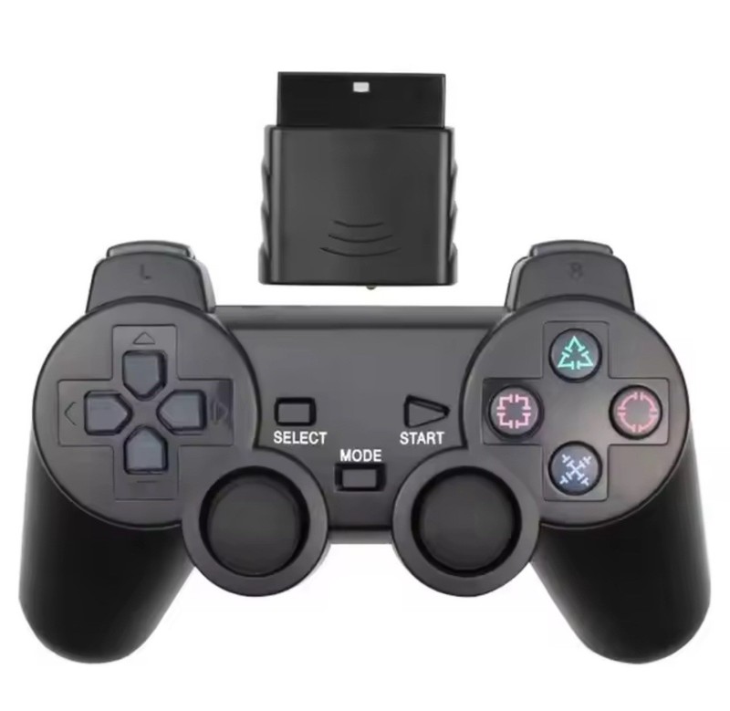 SET OF 2 PLAYSTATION 2 PS2 Dual Vibration WIRELESS Controller Black /Purple gallery