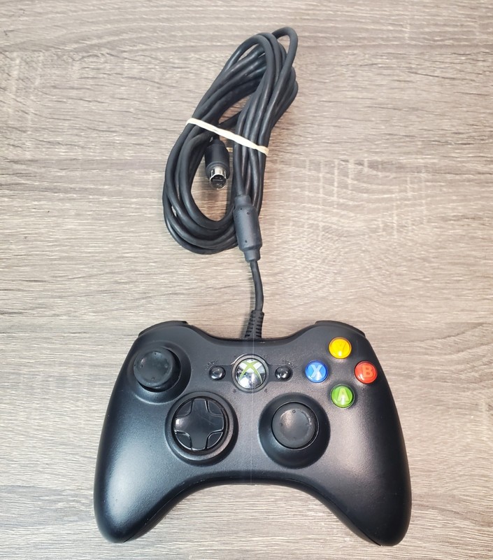 Official Xbox 360 Wired Controller Black (Tested) No Breakaway Cable