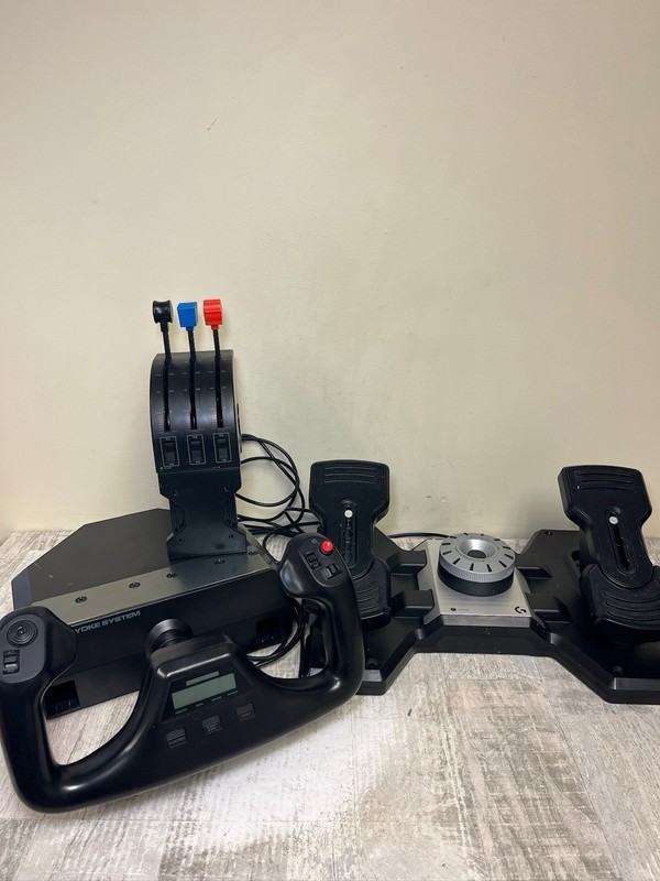 Logitech G Pro Yoke System w/Throttle-Rudder Pedals-Flight Switch Panel-Boxes