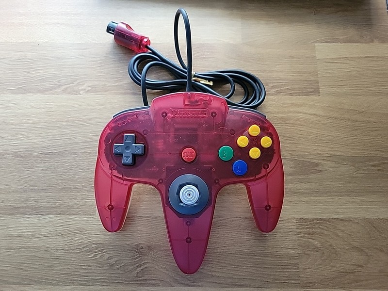 Official Nintendo 64 WATERMELON RED / CLEAR BACK Controller OEM N64 NUS-005