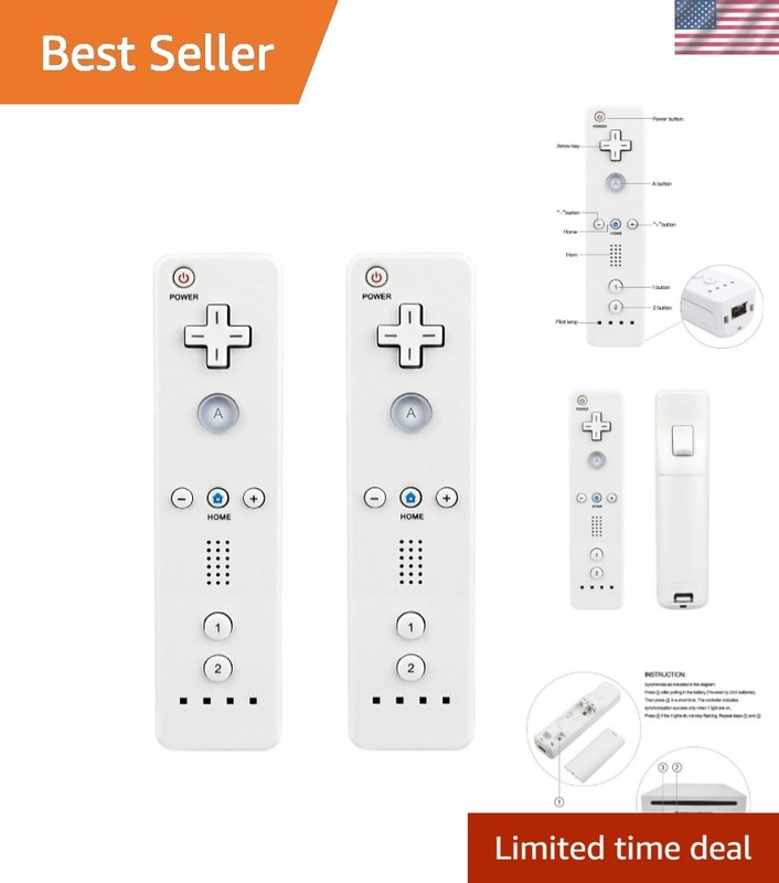 Wii Controllers 2 Pack, Controller Replacement for Wii Remote Controllers