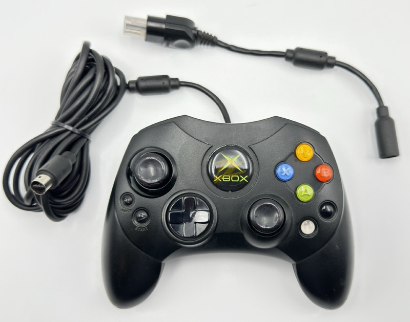 Original Xbox S Type Black OEM Controller with Breakaway Cable Tested