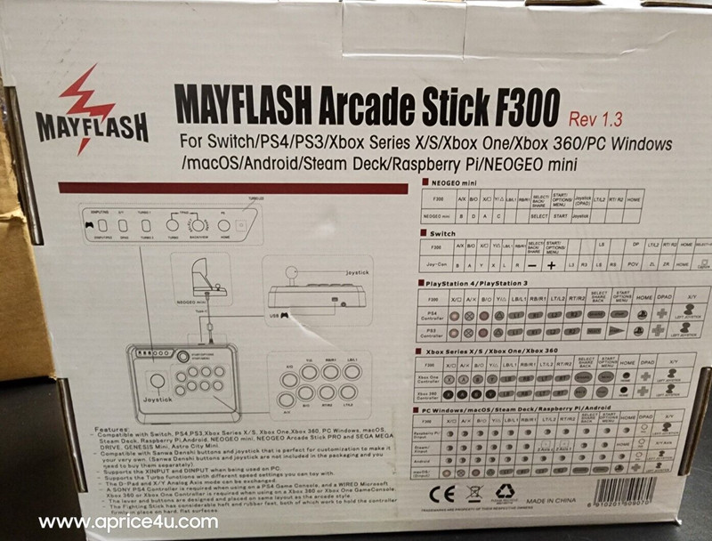 Mayflash F300 Arcade Fight Stick Joystick for PS4 PS3 XBOX ONE 360 PC, SWITCH gallery