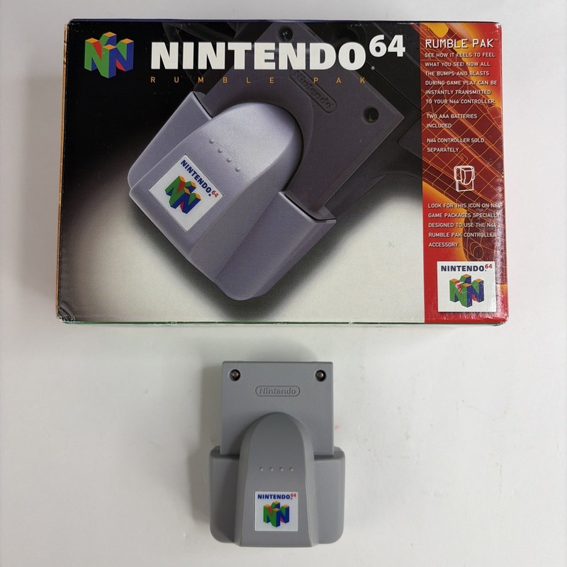 Nintendo 64 N64 Rumble Pak Pack Gray NUS-013 Authentic w/ Box