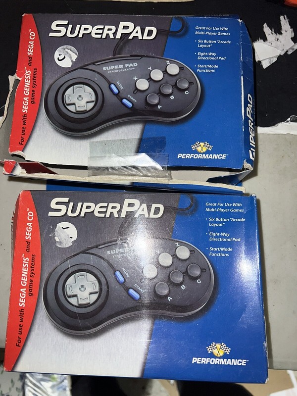 Lot of 2 SuperPad Controller For Sega Genesis & Sega CD by Performance NEW