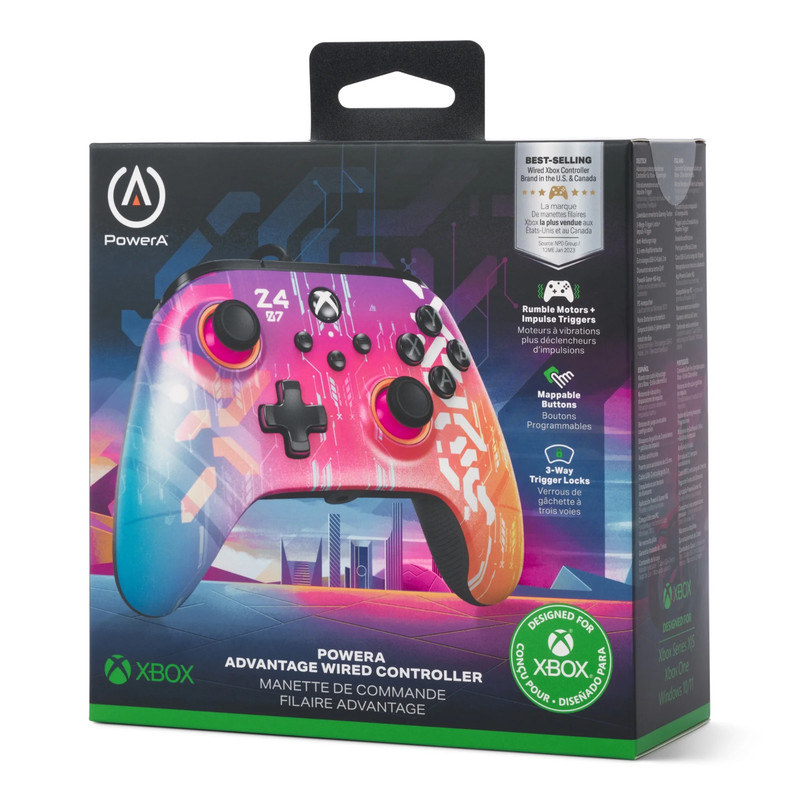 PowerA Controller for Windows 8/10/11, Xbox One, Series XS, Retro – Cyber Style