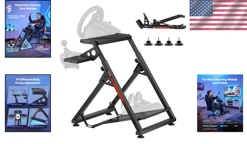 Adjustable & Foldable Racing Wheel Stand for Logitech & Thrustmaster - Compact gallery