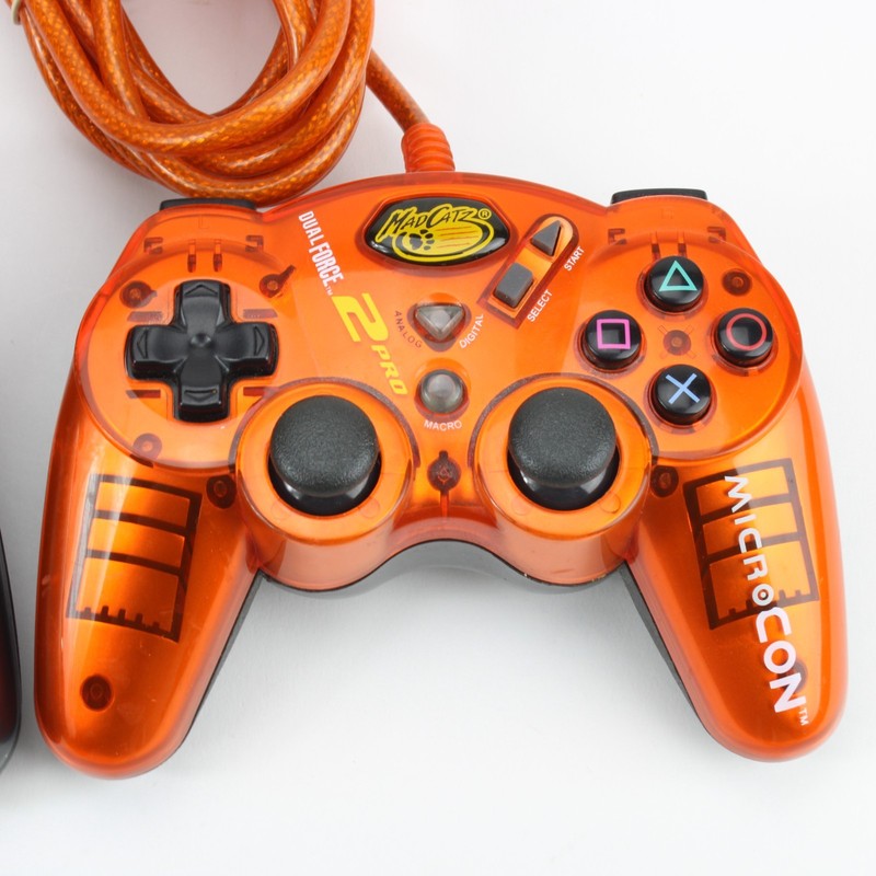 Lot Mad Catz PS2 Dual Force 2 Pro Micro Con Controller Clear Red Orange Gray gallery