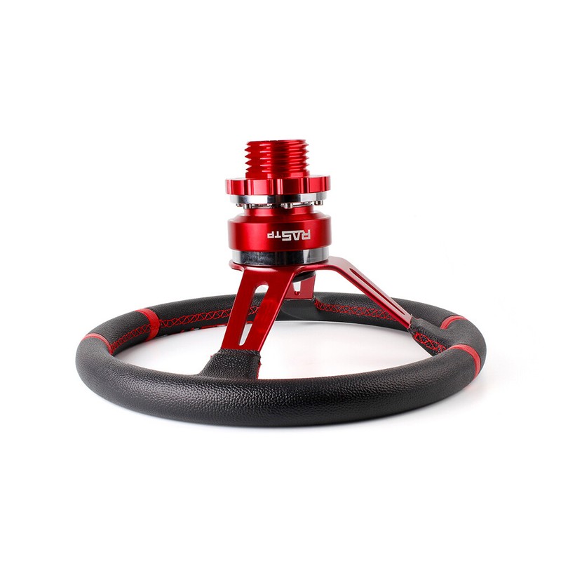 14" Leather Racing Steering Wheel + Quick Release + Hub Adapter For Thrustmaster gallery
