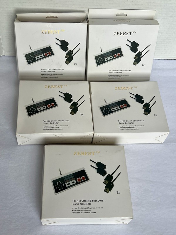 Lot Of 5 Zebest Game Controllers Classic Ed. 2016 Style Five NIB W/ 2 Cables
