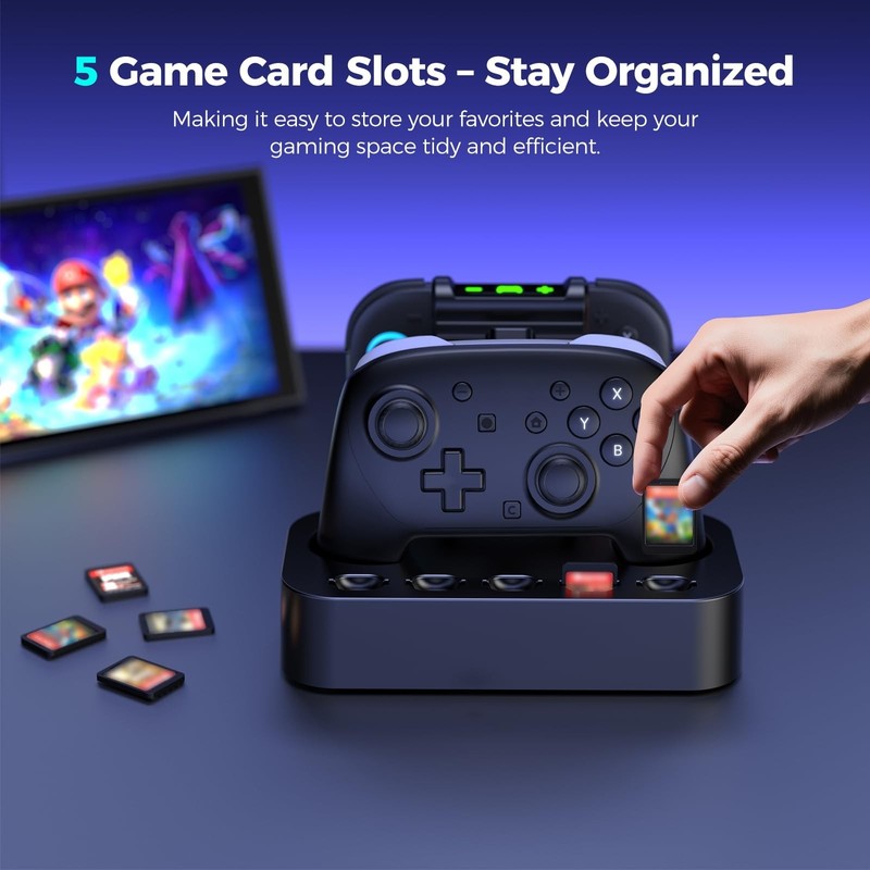 NEWDERY 2IN1 Charging Dock for Nintendo Switch 2 Pro Controller & Joycon Station gallery