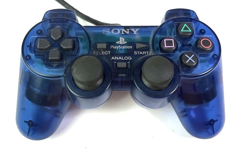 Sony PlayStation PS2 OEM Controller Dark Blue Dual Shock SCPH-10010 Tested