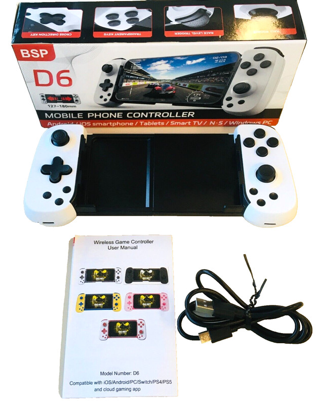 BSP D6 Cell Phone Controller Bluetooth Game Wireless Handle Switch White Tested