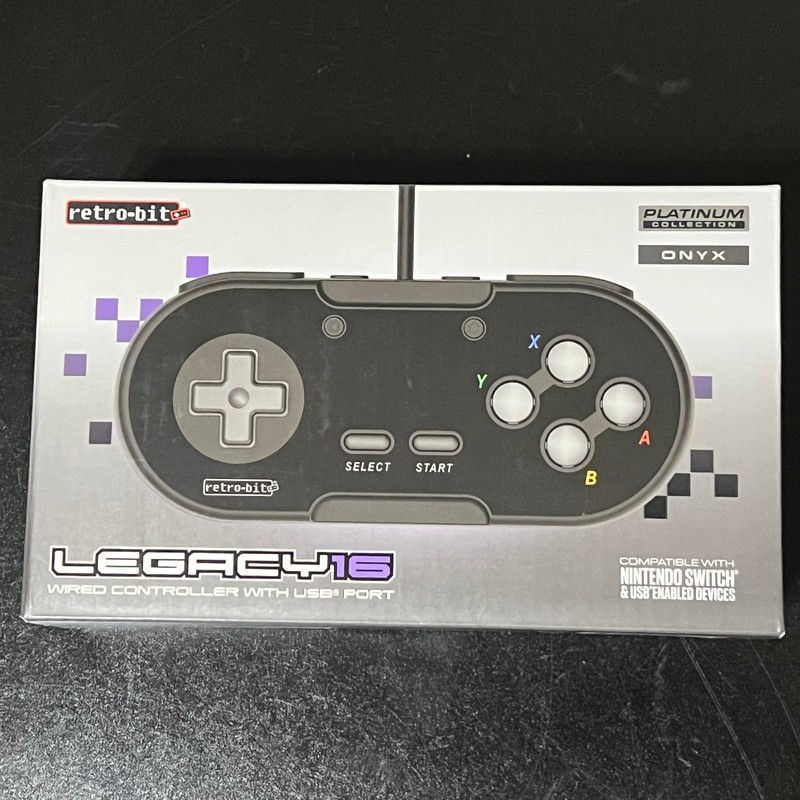Retro-Bit Legacy 16 Wired USB Controller for Switch, PC, MacOS, RetroPie – Black