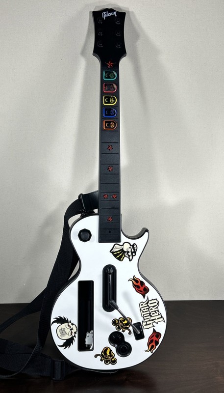 Guitar Hero Nintendo Wii Gibson Les Paul RedOctane White Controller Strap &cover