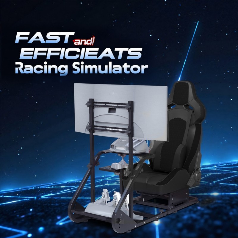 Sim Racing Simulator Cockpit Reclining Slides Seat Adjustable Monitor/TV Stand gallery