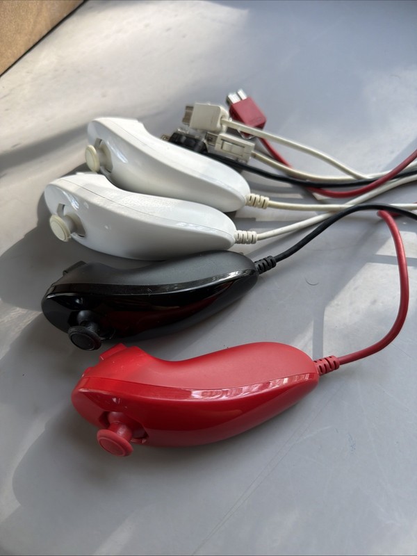 OEM Nintendo Wii Nunchuck Lot White, Red, Black Nunchucks Only TESTED AND WORKS