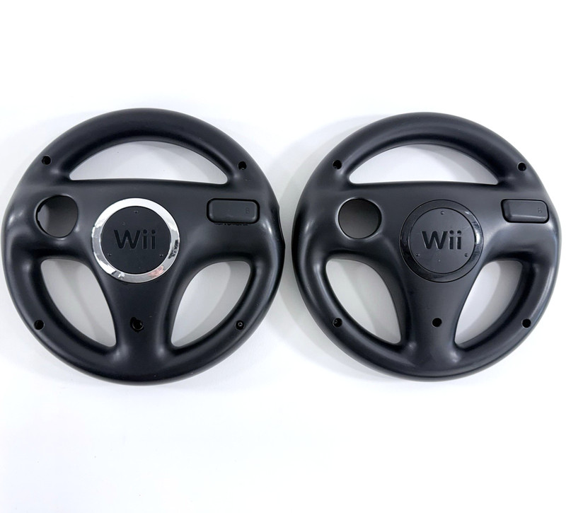 Nintendo Wii Black Steering Wheel Controller Attachment RVL-024 (Set of 2)