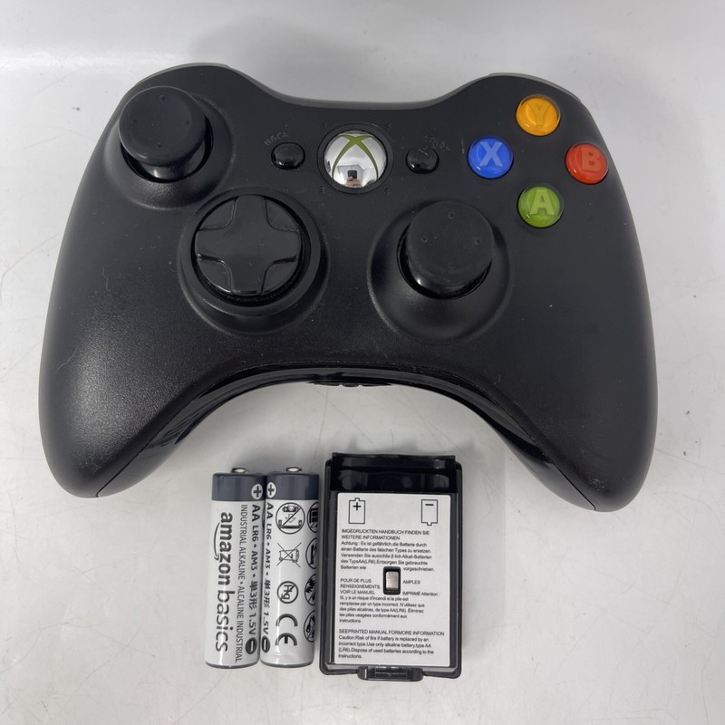 Tested Works Microsoft Xbox 360 Wireless Controller – Black/Black With Batteries
