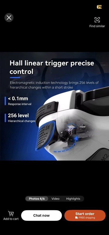 Wireless Mobile Controller for Android Apple, Hall Trigger, Black White gallery
