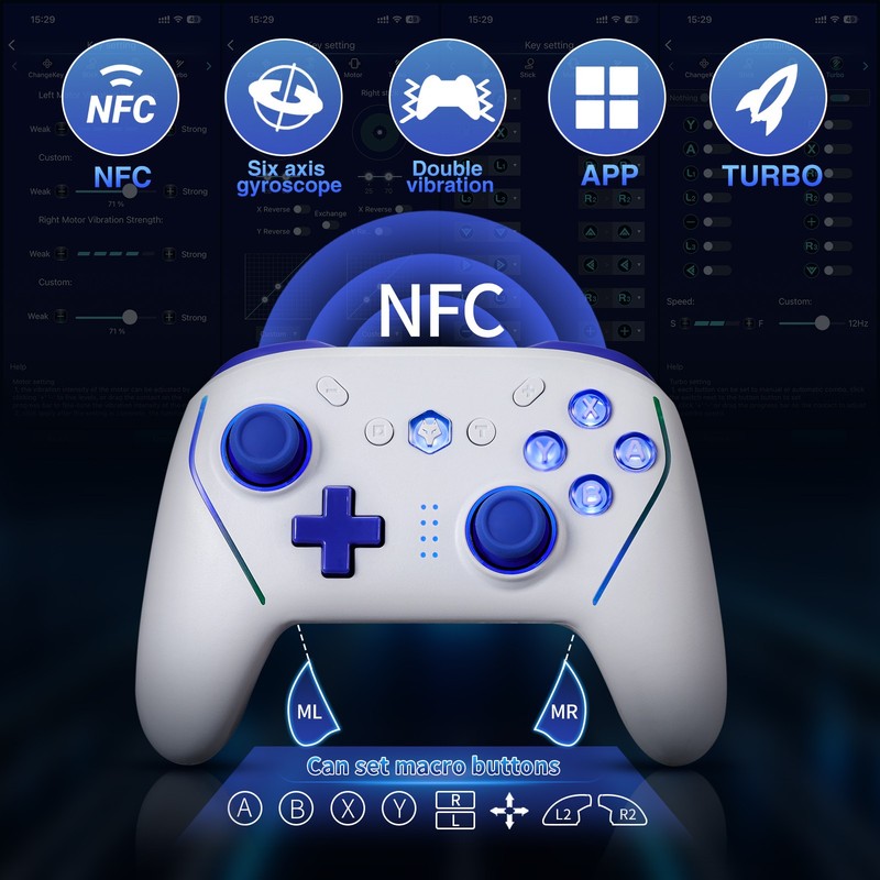 Blue APP Control Wireless game Controller For Nintendo Switch 2 PC Mobile IOS