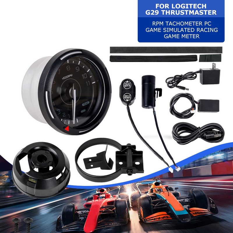 7 Color 12V Tachometer Gauge 0-11000 RPM For PC Game Simulated Racing Game Meter gallery