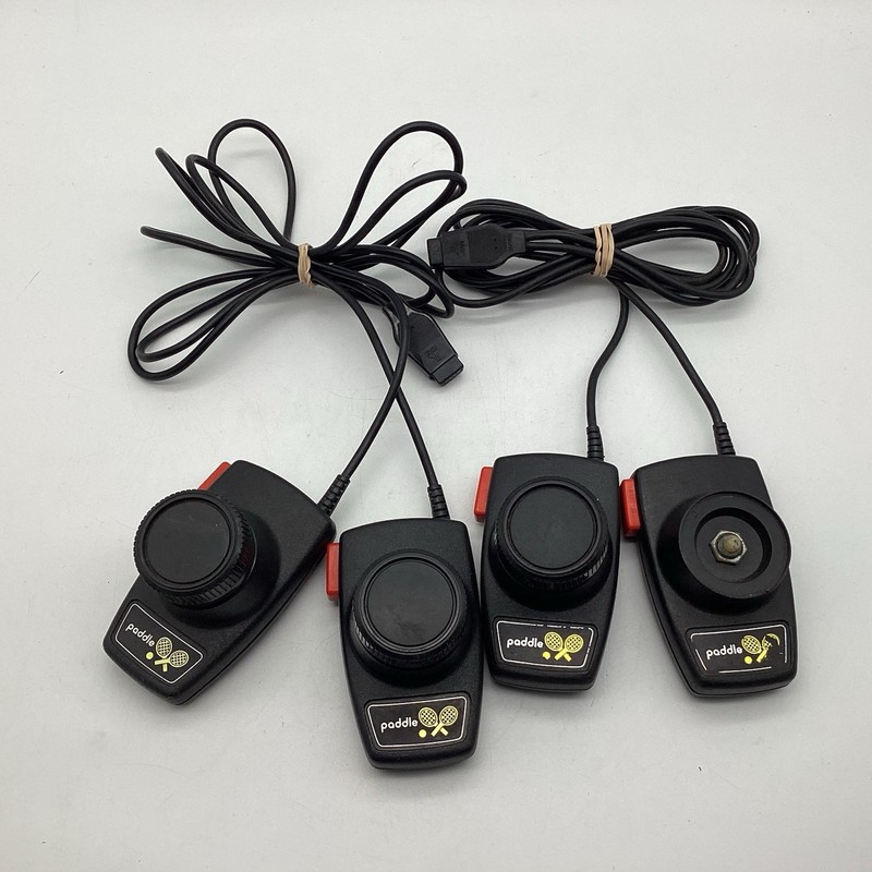 Atari 2600 Paddle Controllers Vintage Black Paddles Untested Set of 2 Pair