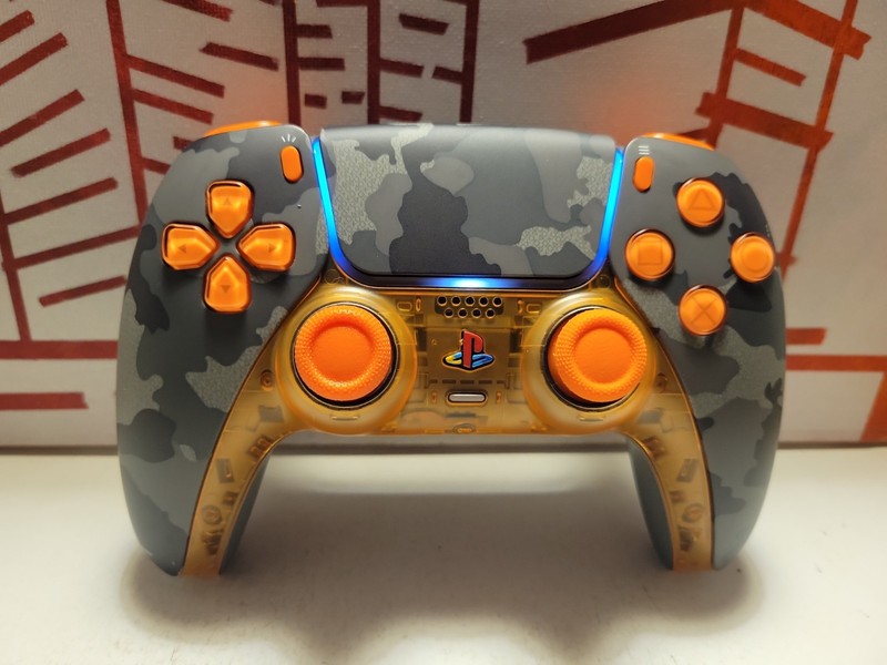 TMR ANALOGS Custom Hunter Orange Camo Ps5 Sony DualSense Wireless Controller
