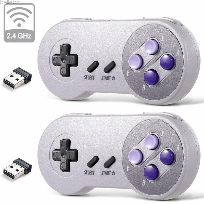 2 Pack Wired/ Wireless SNES USB Controller Gamepad Joystick Super Classic for PC gallery