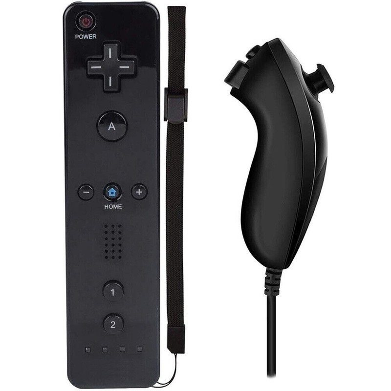Black Remote Wiimote Nunchuck Controller Set Combo for Nintendo Wii Game