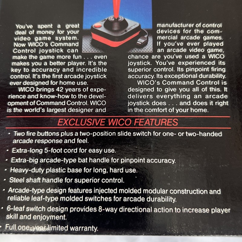 Wico Command Control Joystick 15-9714 Atari 2600 System or 400/800 Computers NEW gallery