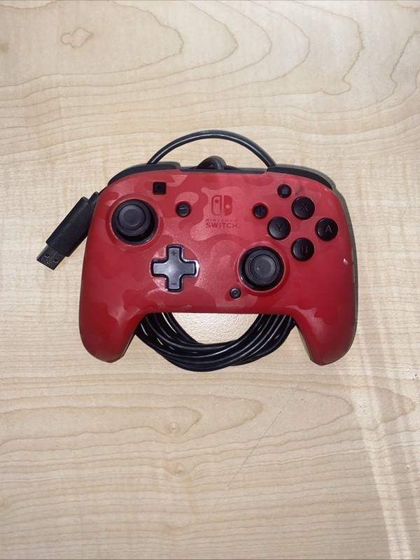 Nintendo Switch PDP Faceoff Deluxe Wired Controller – Camo Red (Back Paddles)