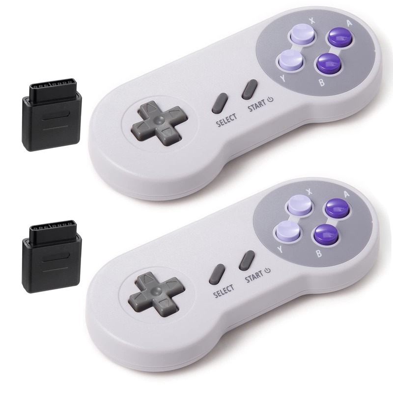 2 Pack 2.4GHz Wireless Controller for SNES Console, Rechargeable Wireless Re...