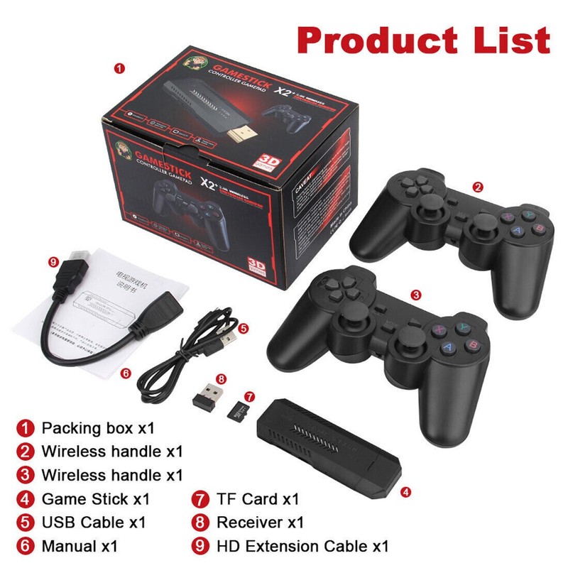 4K HD TV Video Game Console 128GB 41000 Games Stick 2.4G Wireless 2x Gamepads gallery