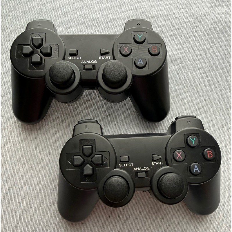 Set of 2 Wireless Dual Analog Game Controllers Black for PC or Retro Console