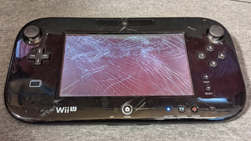 Nintendo Wii U WUP-010 Gamepad – Black – Broken Screen