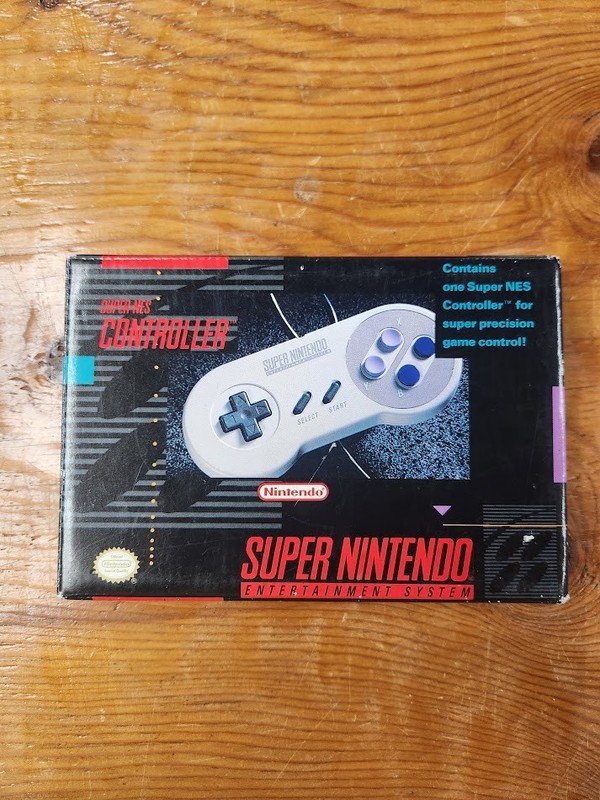 SNES Controller – Super NES – Nintendo 1991 OEM Authentic (Box & Manual Only)