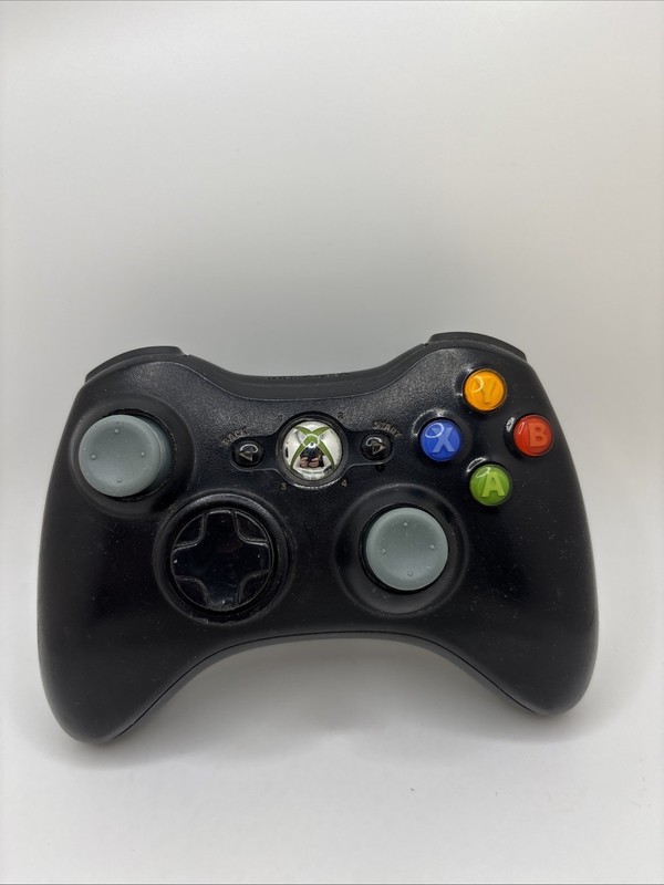 Microsoft Xbox 360 Official OEM Black Wireless Controller w/ New Analog Sticks