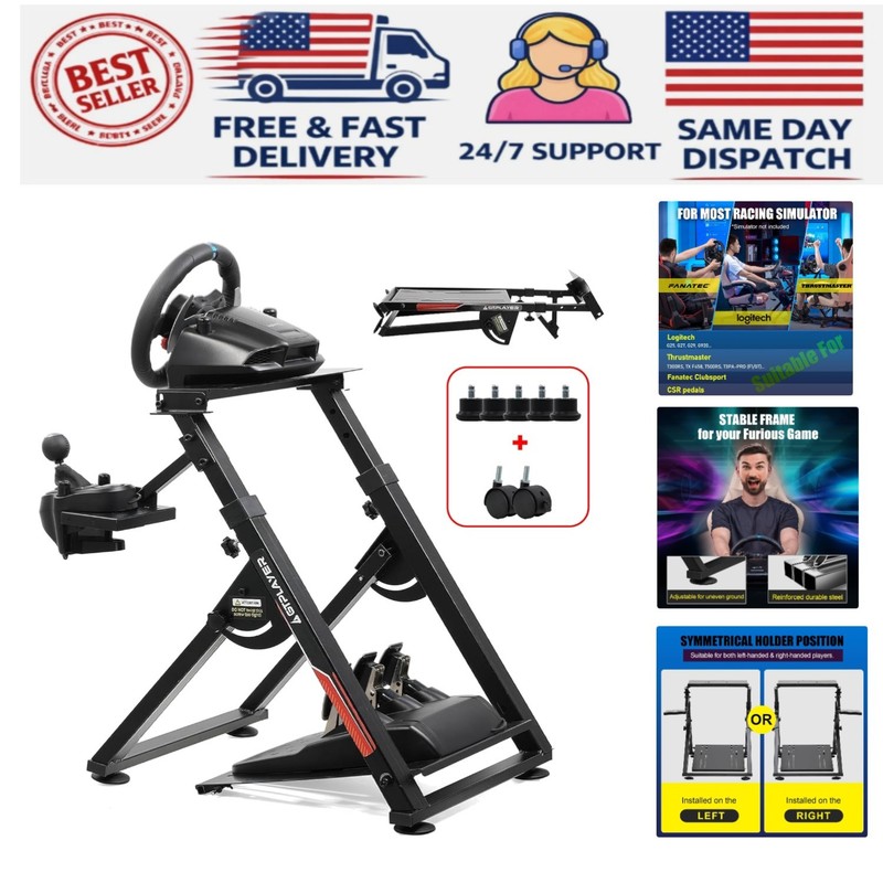 Adjustable Sim Racing Wheel Stand – Fits Logitech & Thrustmaster Models