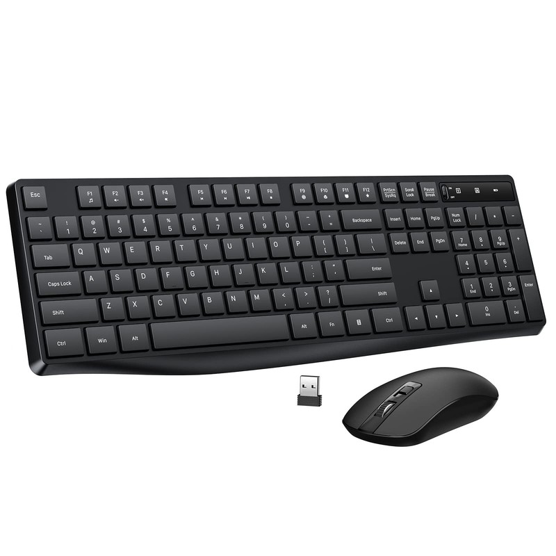 Wireless Keyboard and Mouse Combo, Lovaky 2.4G Full-Sized 1 Pack, Black