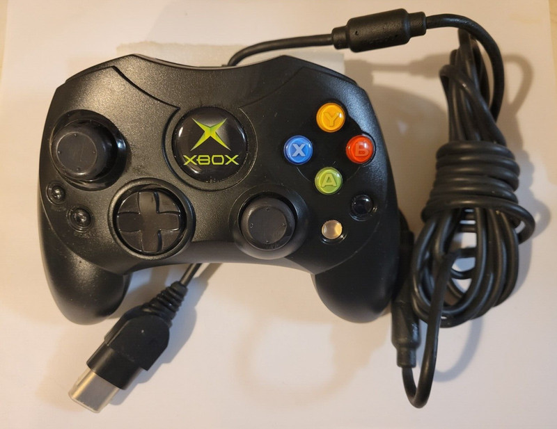 Original Xbox Black S-type Controller X08-69873 Serial 8055668666A
