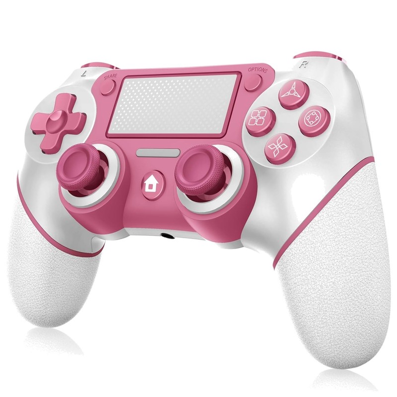 Dual Vibration Wireless Controller for PS4/Pro/Slim – Pink with 3.5mm Audio Jack