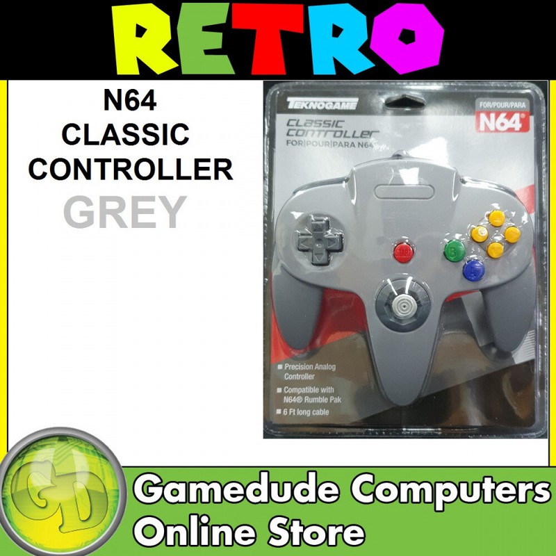 TEKNOGAME N64 GREY Classic Controller MODEL : N4902 (722267833633) – [F65*