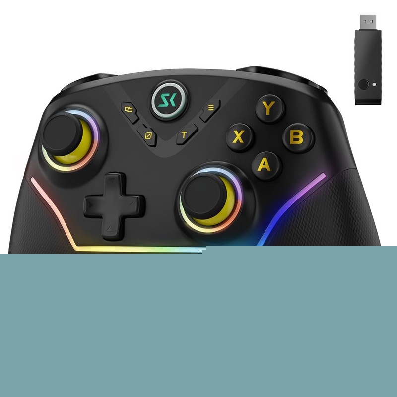 Multi-Platform RGB Wireless Controller for PC/Switch/iOS/Android/Steam – Black