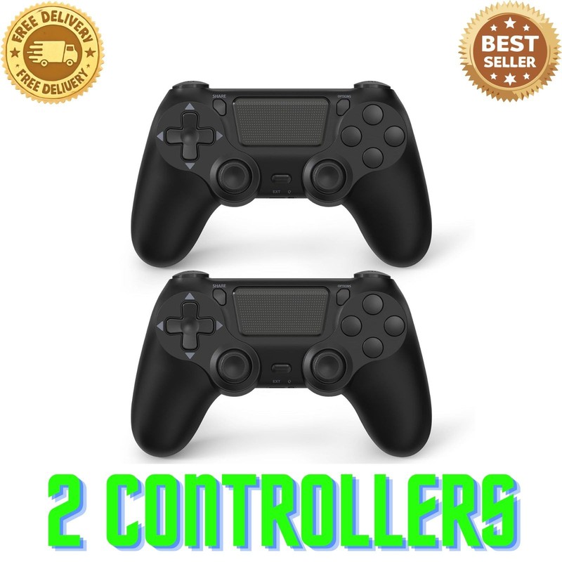 2 Pack Wireless Controllers for PS4 and PC, Plug and Play – No Drivers Needed